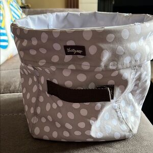 Thirty-One Brown  and White Polka Dot Basket